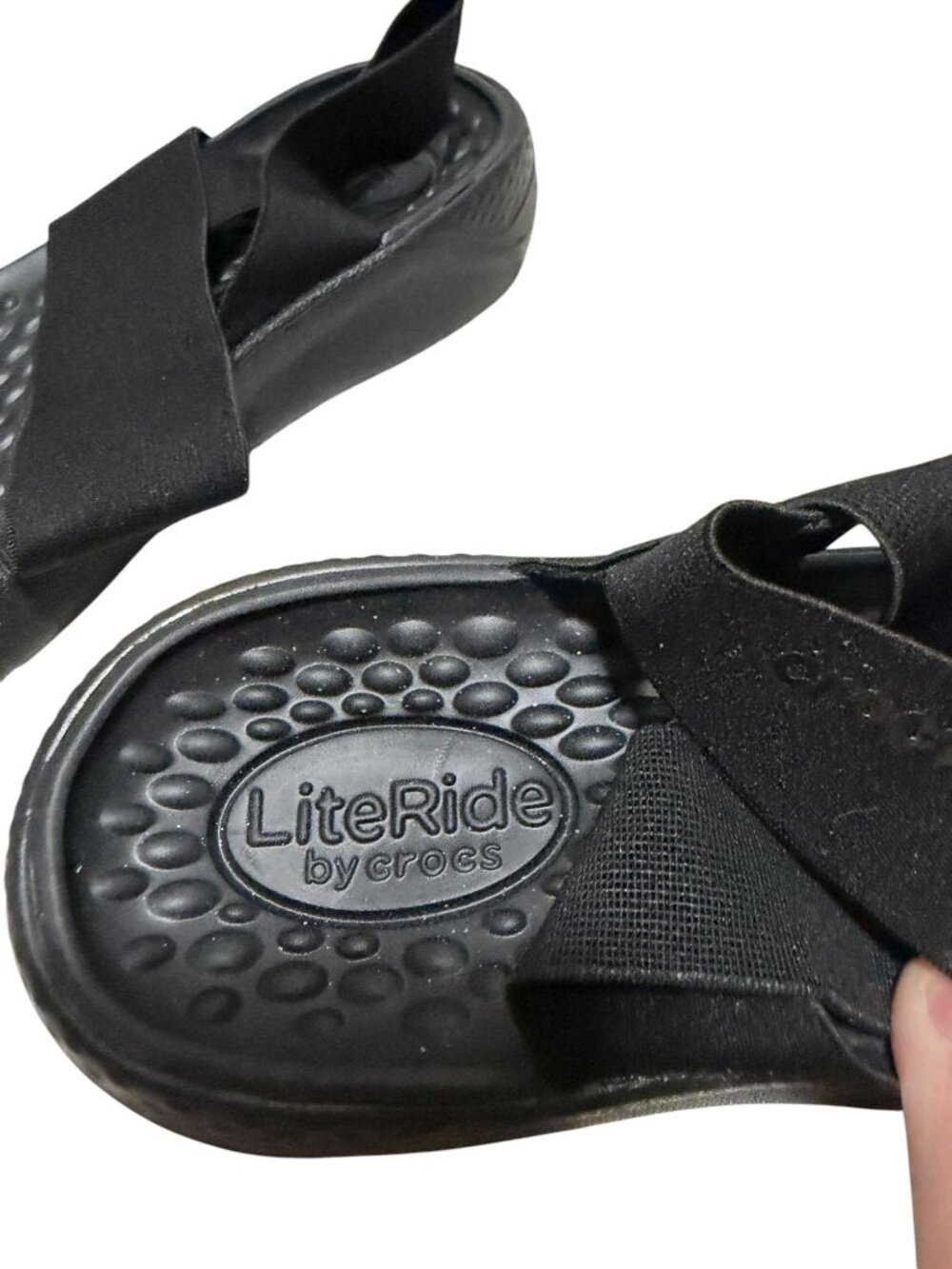Crocs Womens Size 10M Lite Ride Sandals Slingback Black Strappy Elastic Comfort - Picture 4 of 8